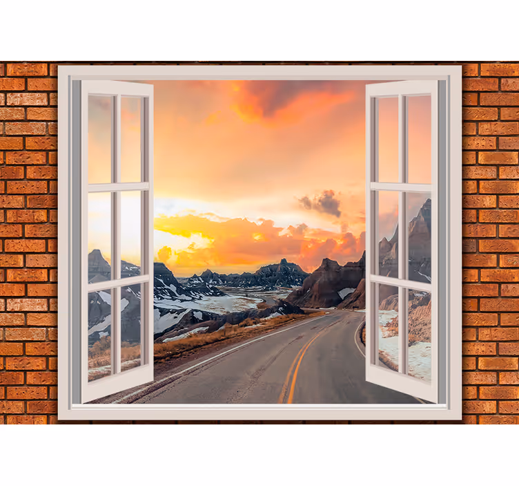 Fototapete landschaft bergabend perspektive - TenStickers