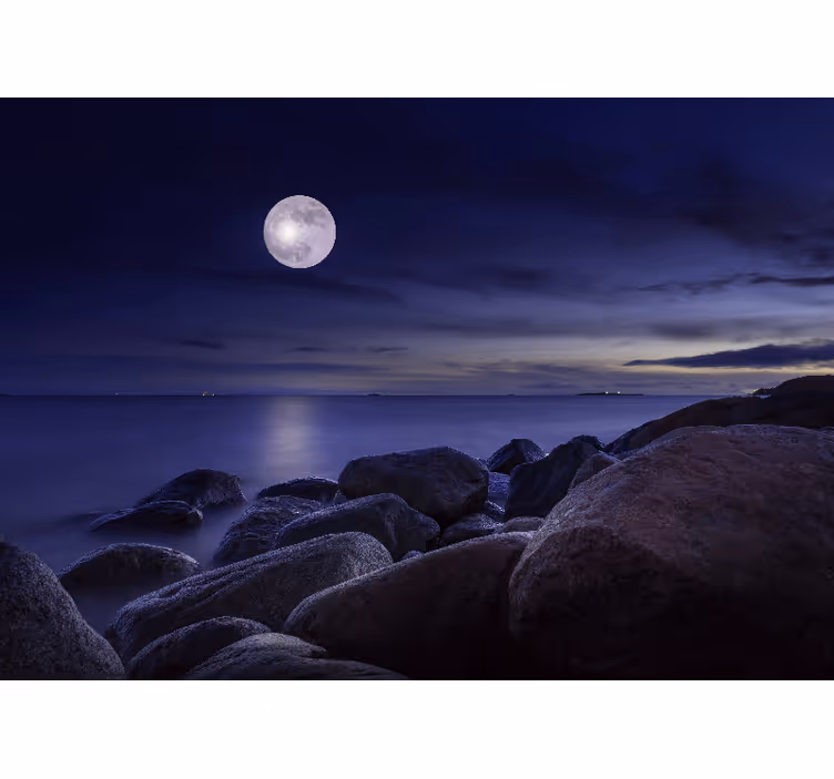 Fototapete himmel mit leuchtendem mondmeer - TenStickers