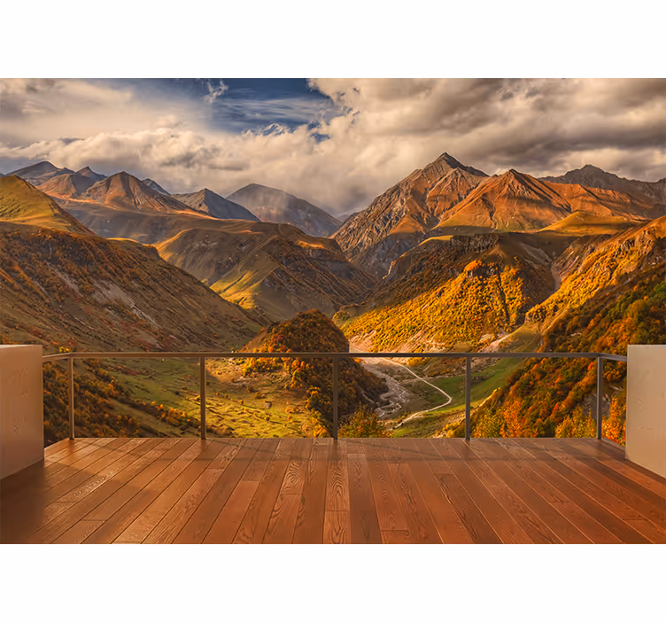 Fototapete Berge Balkonblick auf die berge - TenStickers
