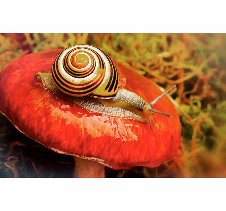 Fototapete tiere schnecke auf pilz - TenStickers