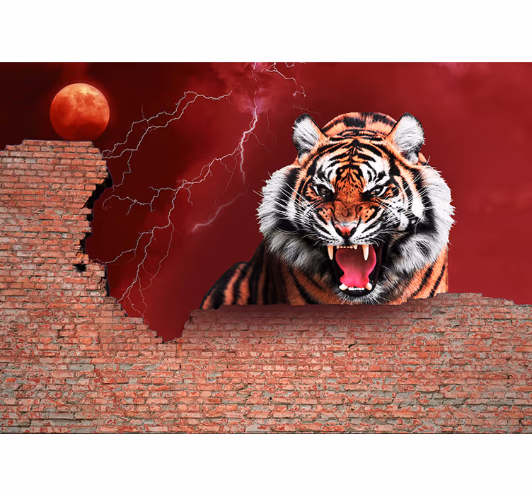 Fototapete tiere wilder tigerbrüller - TenStickers