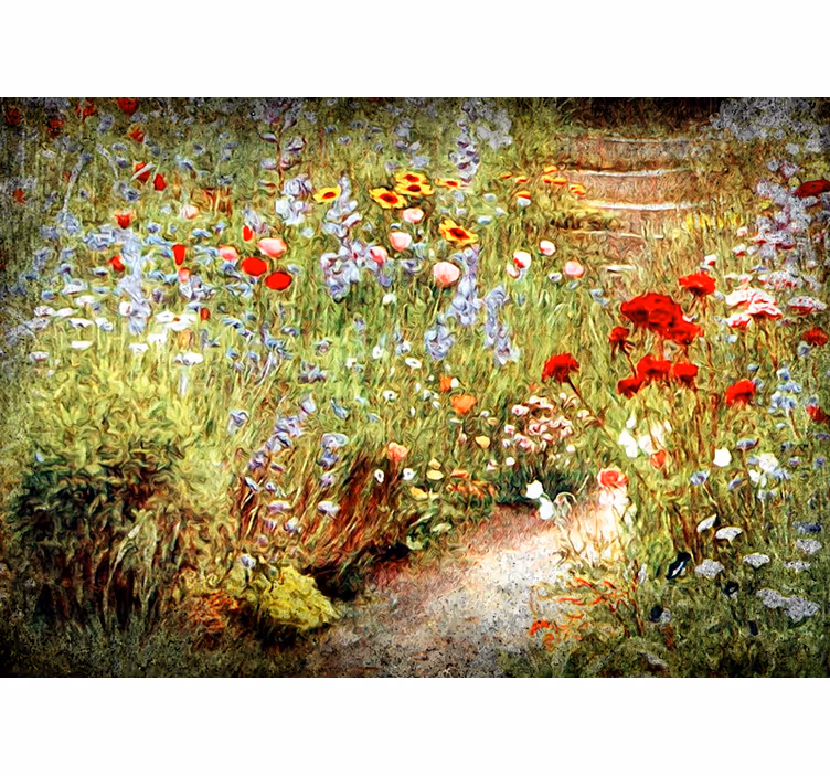 Fototapete Andere Blumen Gemälde eines gartens mit rosen - TenStickers