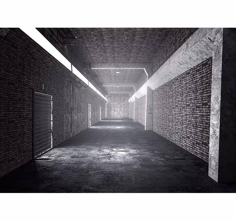 Fototapete ziegelwand industrieziegelgang - TenStickers