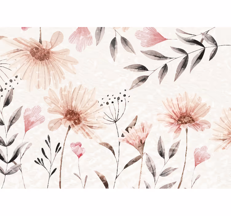 Fototapete Wohnzimmer Aquarell fabelhafte blumen - TenStickers