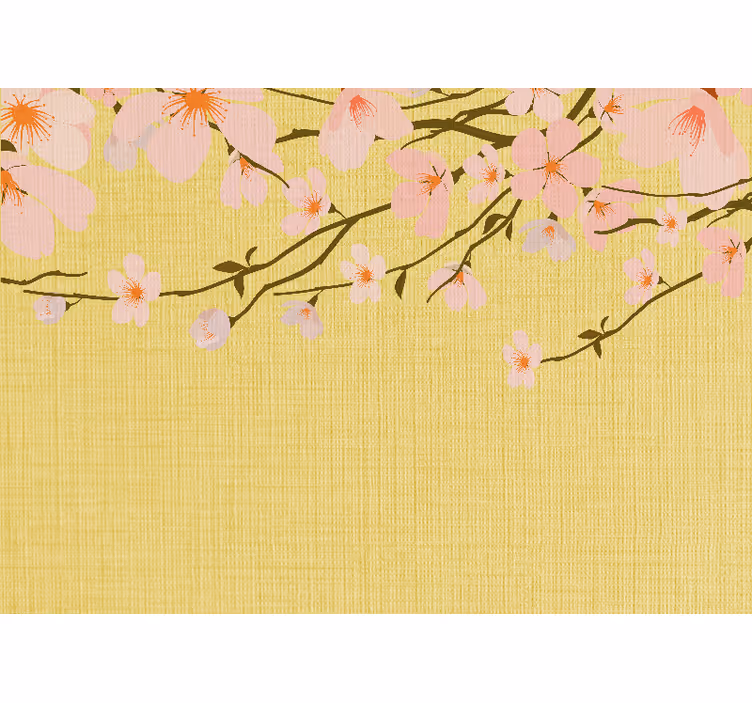 Fototapete Vintage Minimalistische blumen mit gelbem Hintergrund - TenStickers