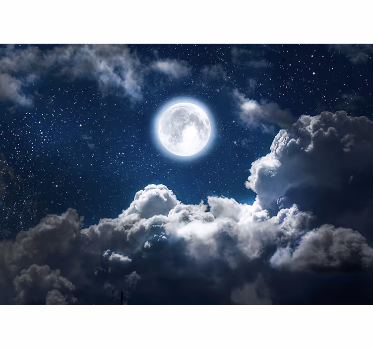 Fototapete Weltraum Schöne nacht mond und wolken - TenStickers