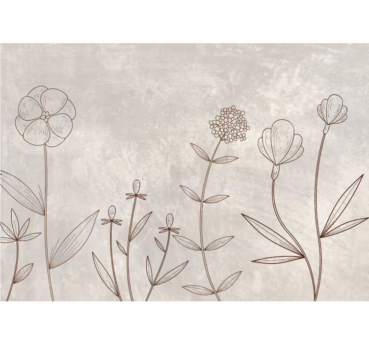Fototapete blumen skizzenhaftes blumenmuster - TenStickers