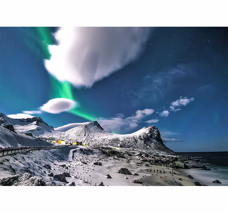 Fototapete landschaft nordlichter perspektive - TenStickers