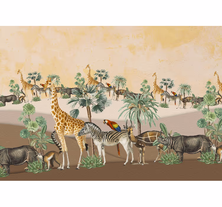 Fototapete afrikanisch safari tierwelt szene - TenStickers