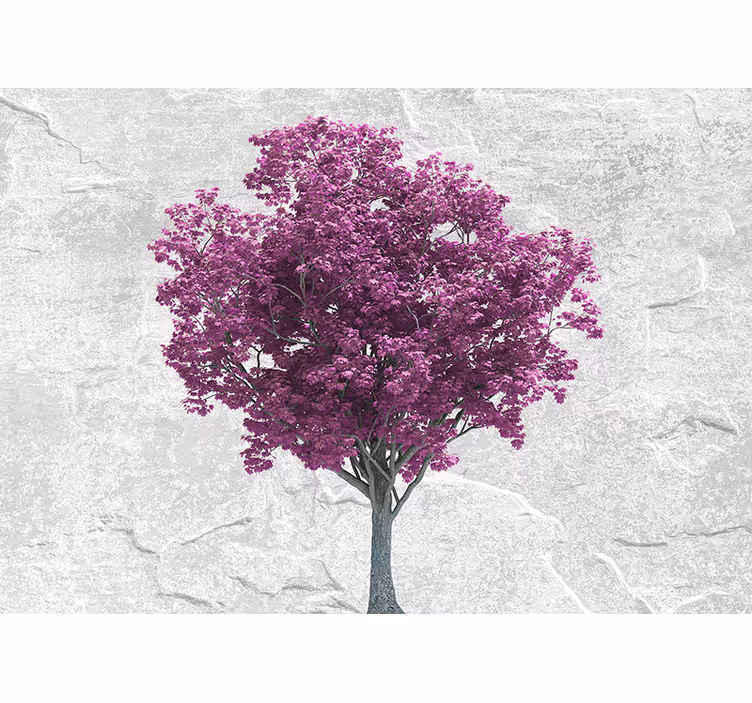 Fototapete Natur Minimalistischer baum mit rosa blüten - TenStickers