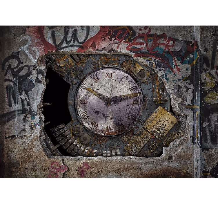 Fototapete graffiti rustikale uhr design - TenStickers