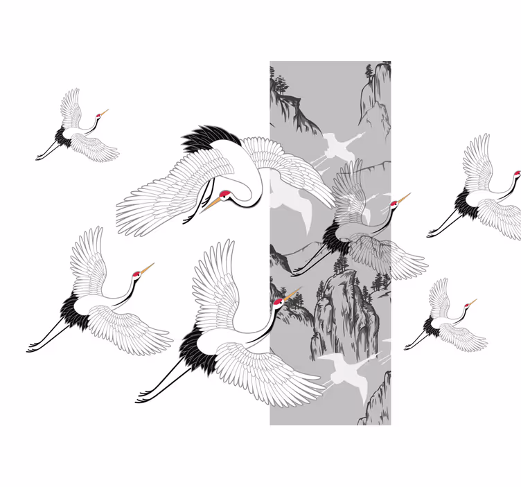 Fototapete Wohnzimmer Weiße vögel fliegen - TenStickers