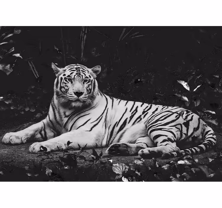 Wand Fototapete Weißer tiger ruht - TenStickers