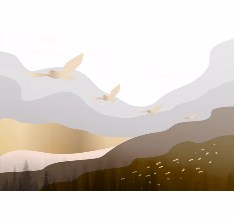 Fototapete natur fliegende vogelsilhouetten - TenStickers