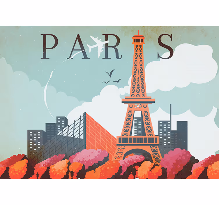 Fototapete Paris Bunte stadtillustration - TenStickers