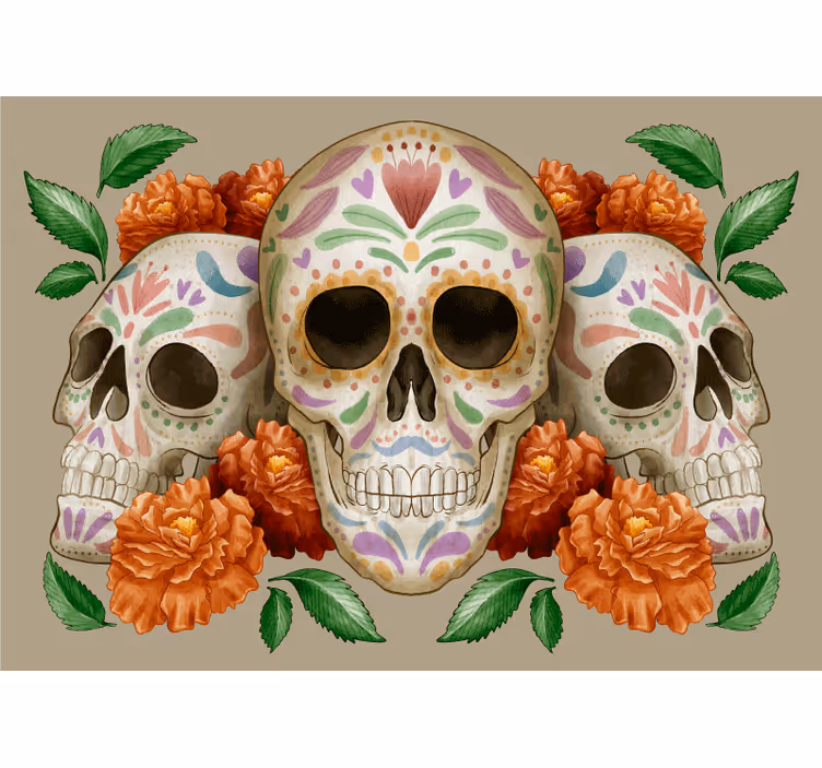 Totenkopf-wandbild im mexikanischen stil - TenStickers