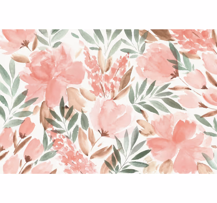 Fototapete Panorama papiermalerei mit panoramischem blumenmuster - TenStickers