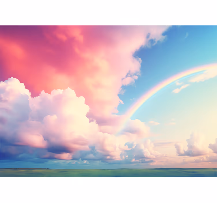 Fototapete Kinderzimmer bewölkter himmel mit regenbogen - TenStickers