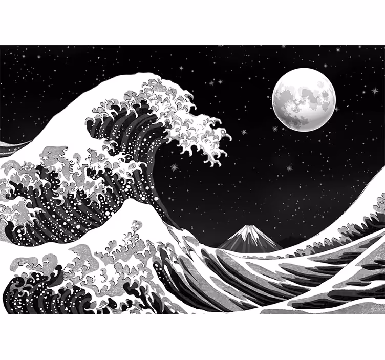 Fototapete Klassische Kunst japanische kanagawa-welle bei nacht - TenStickers
