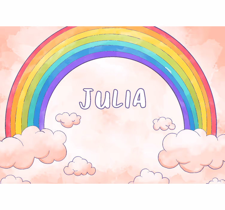 Fototapete Kinderzimmer bewölkter regenbogen mit namen - TenStickers