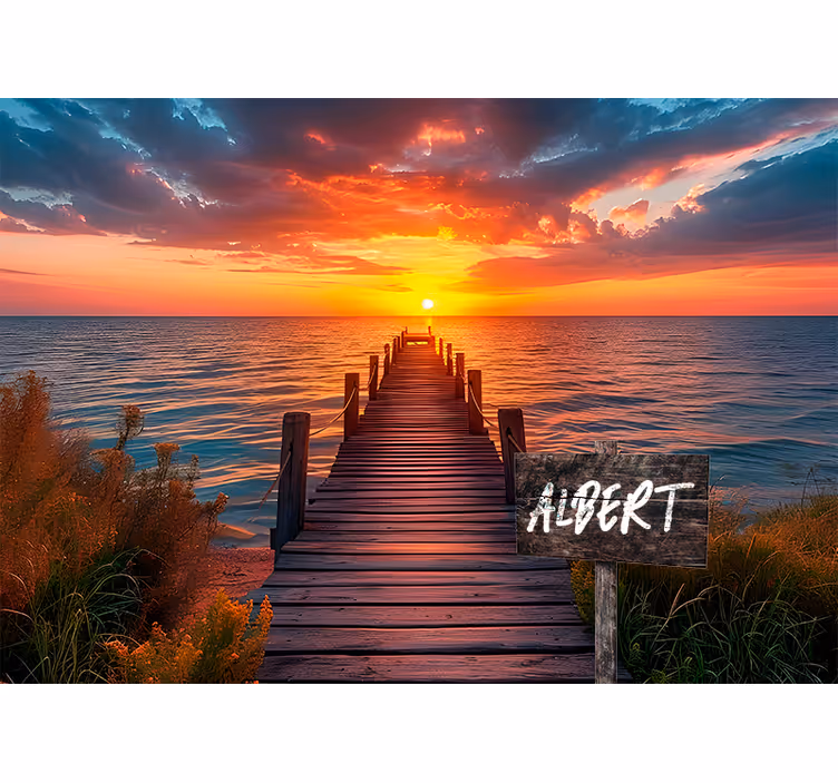 Fototapete Jugendzimmer name des pfadschilds bei sonnenuntergang - TenStickers
