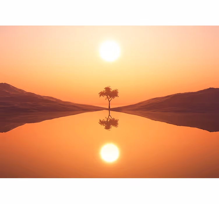 Fototapete Landschaft ruhiger sonnenaufgang am see - TenStickers