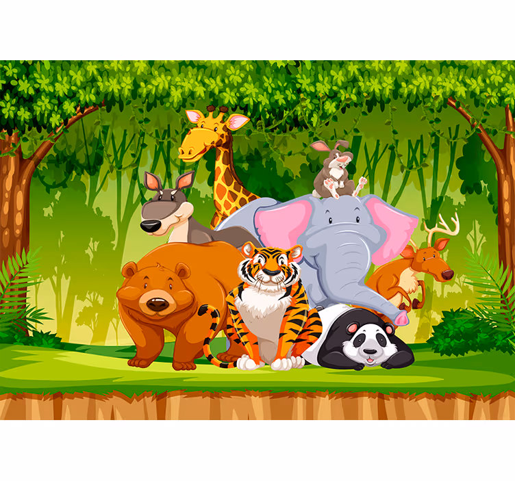 Fototapete Kinderzimmer animierter dschungel - TenStickers