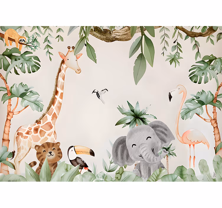 Fototapete Tiere kindersavanne - TenStickers