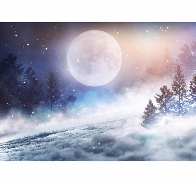 Fototapete Kinderzimmer Fantasiewald mit vollmond - TenStickers