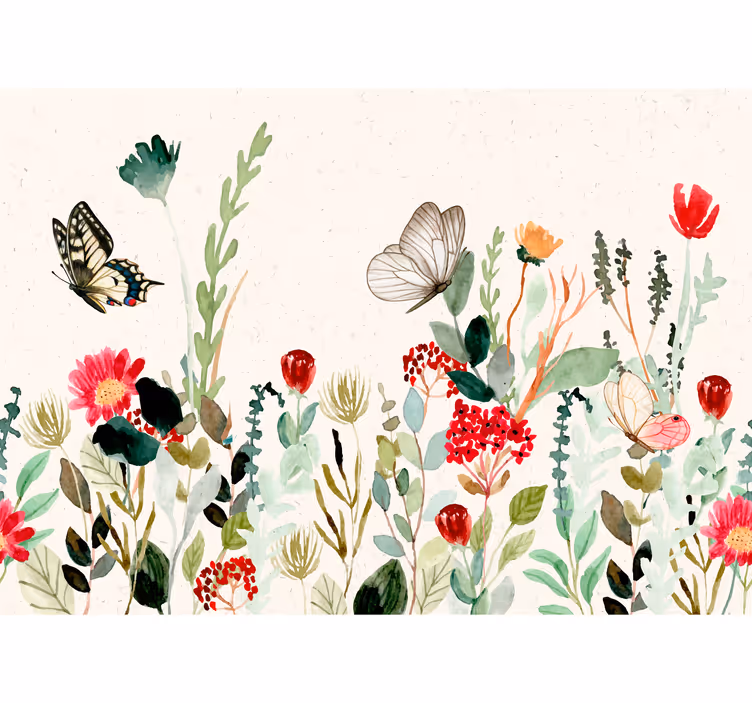 Fototapete Wohnzimmer Große botanische illustration - TenStickers