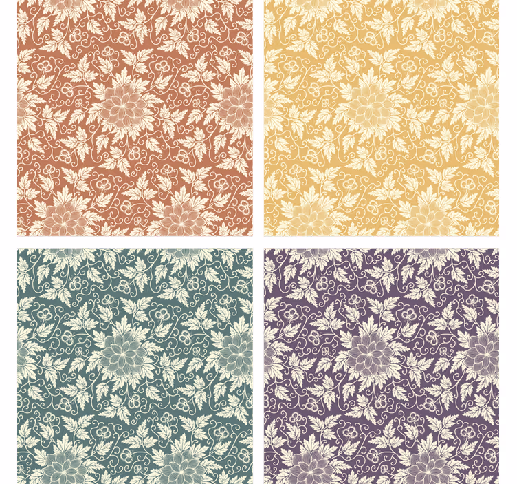 Vintage untersetzer mit floralem muster in quadratform - TenStickers