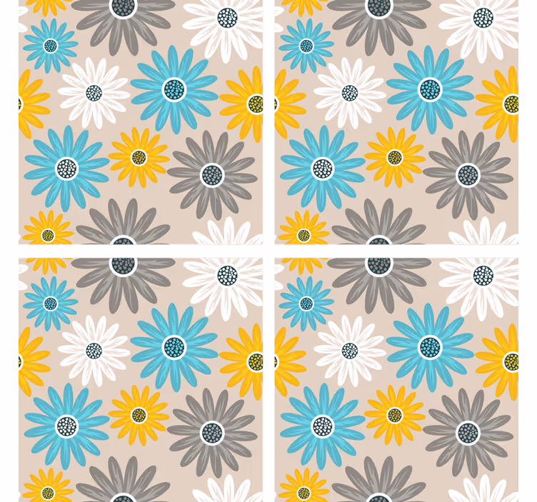 Untersetzer mit lebhaften blumenelementen - TenStickers