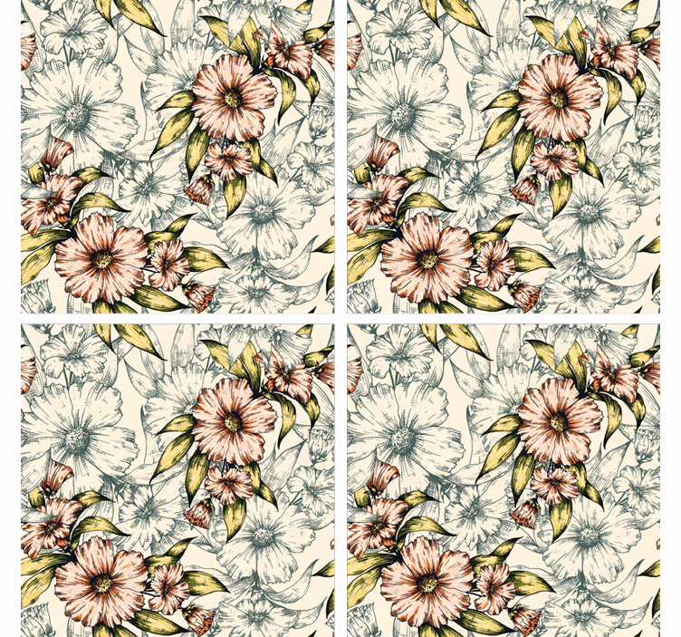 Untersetzer mit floralem muster kunst - TenStickers