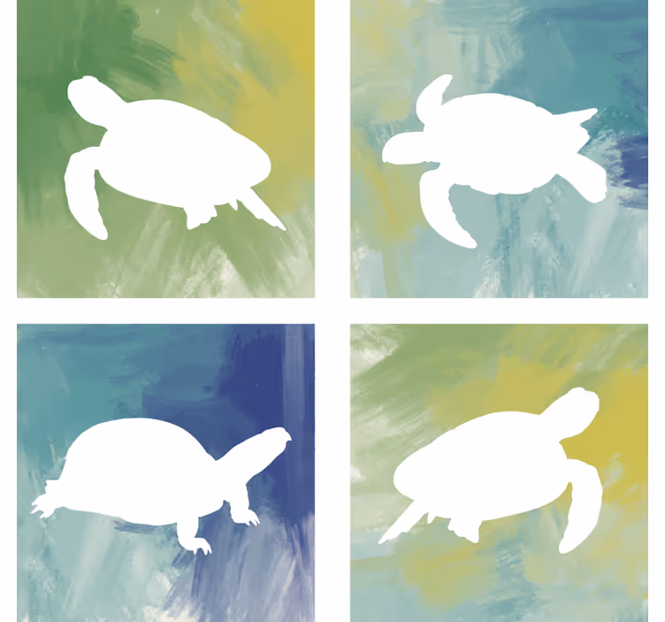 Untersetzer freak bunte schildkröten silhouetten - TenStickers