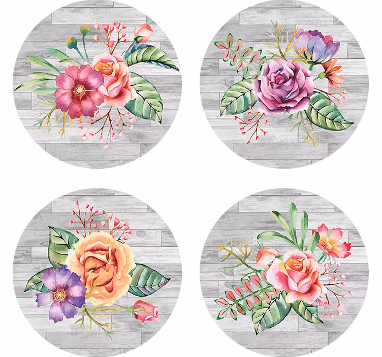 Untersetzer modern mit floralem holzdesign - TenStickers