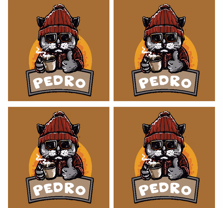 Untersetzer freak coole katze mit kaffee - TenStickers