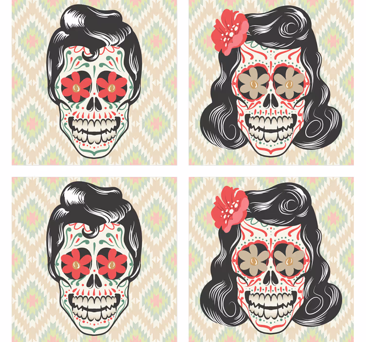 Halloween Schädel Zeichnung Untersetzer - TenStickers