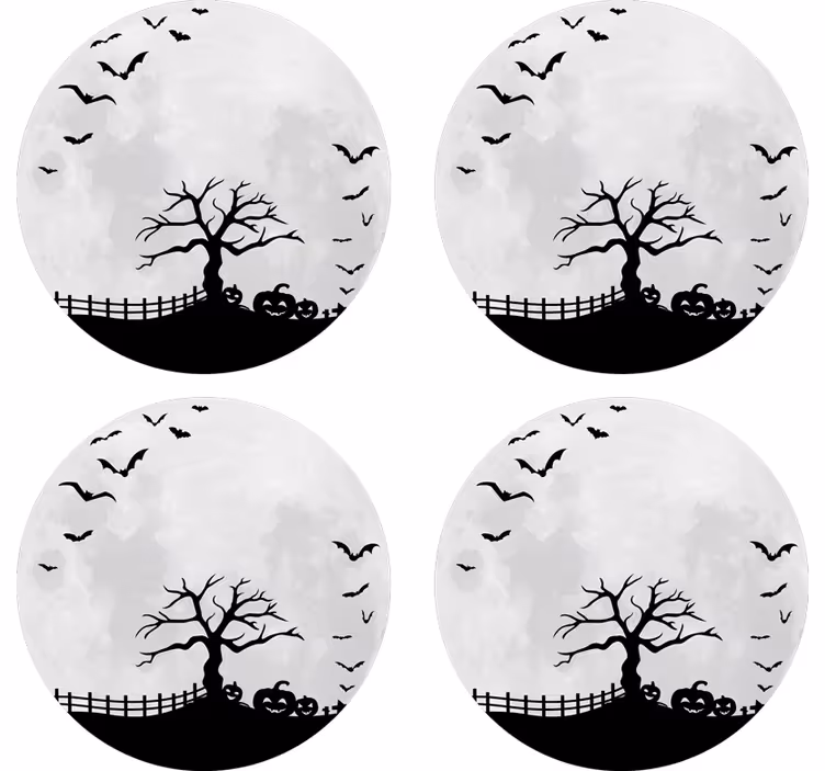 Untersetzer halloween mit gruseliger baum-silhouette - TenStickers