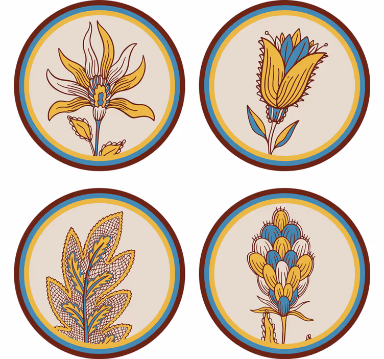 Untersetzer set mit floralen motiven - TenStickers