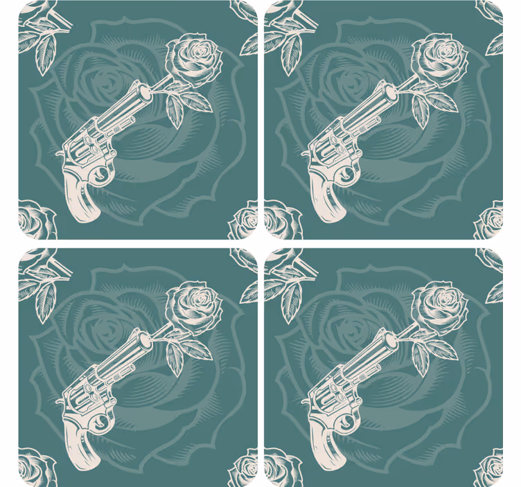 Untersetzer freak revolver mit rose - TenStickers
