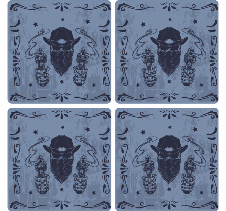 Untersetzer freak cowboy mit zwei waffen - TenStickers