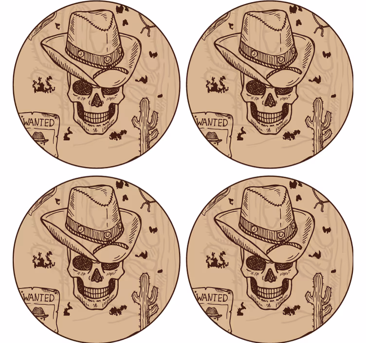 Untersetzer freak totenkopf mit cowboyhut - TenStickers