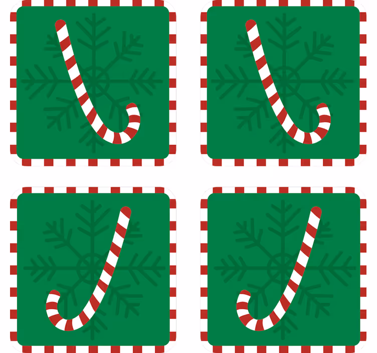 Untersetzer weihnachten zuckerstangen schneeflocken design - TenStickers