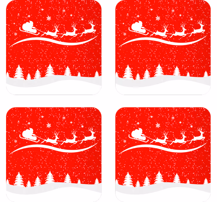 Untersetzer weihnachten santa-schlitten mit rentieren - TenStickers