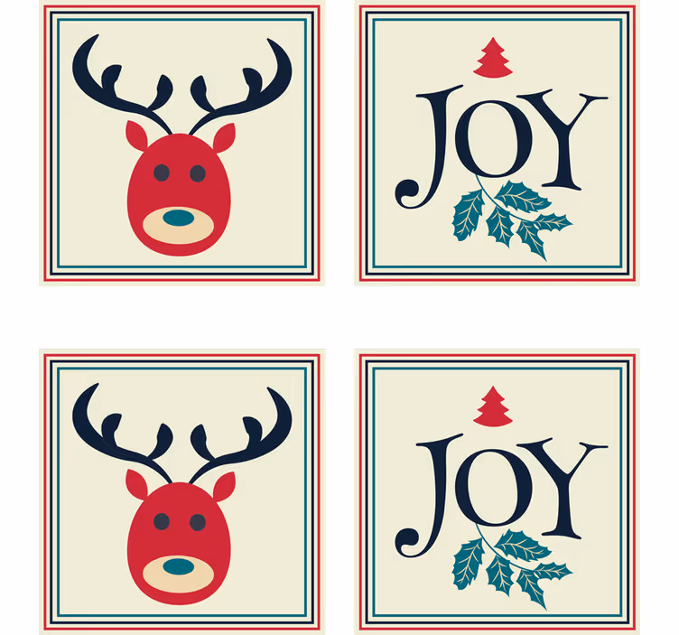 Untersetzer weihnachten rentier und stechpalme - TenStickers