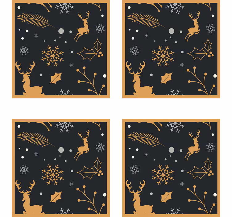 Untersetzer weihnachten goldene rentiere und schneeflocken - TenStickers