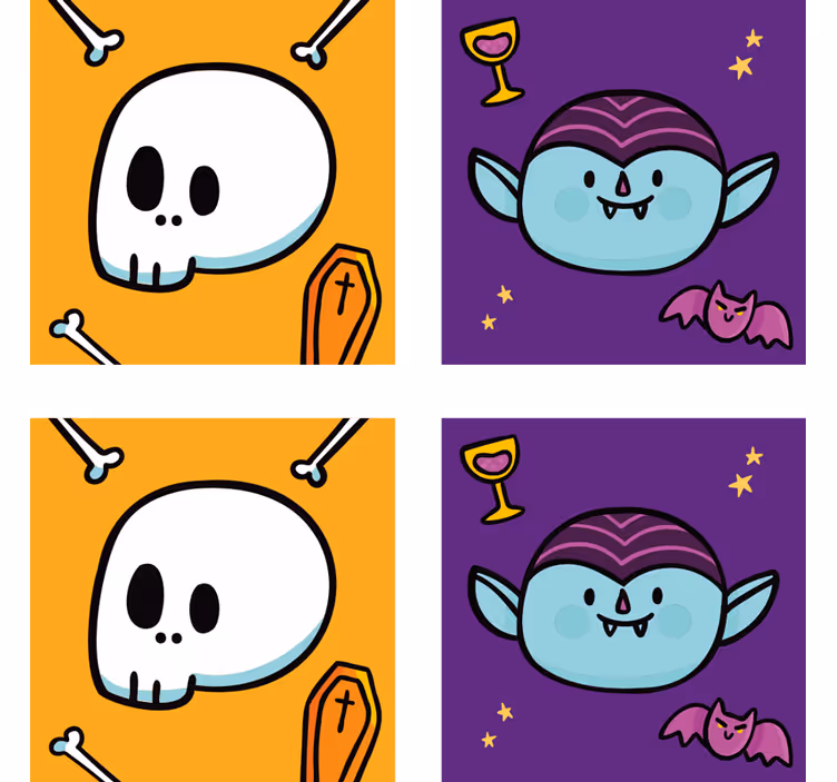 Untersetzer halloween mit lustigen vampir-schädeln - TenStickers