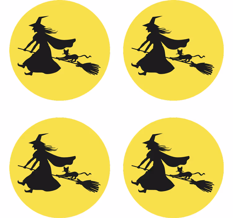 Untersetzer halloween hexe auf dem besen - TenStickers