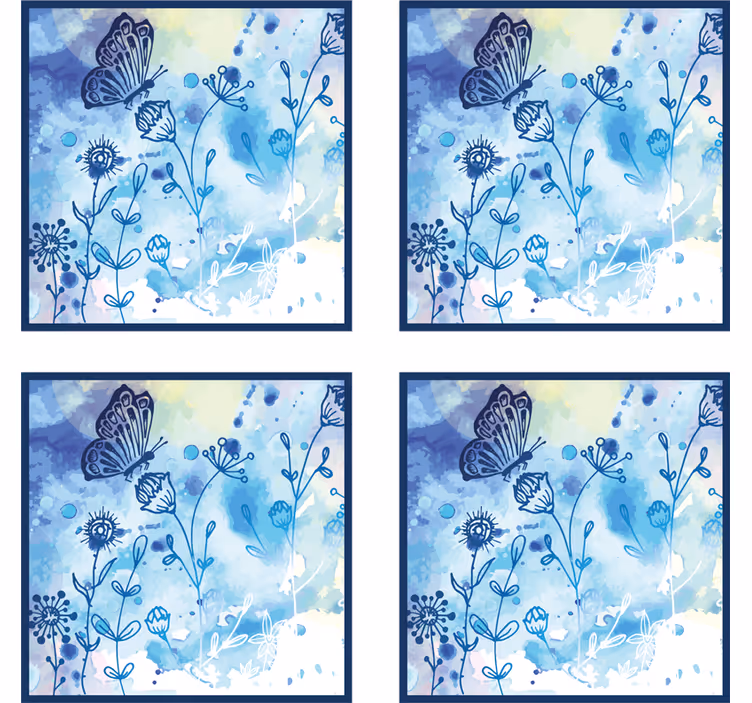 Untersetzer mit floralen aquarellmotiven - TenStickers