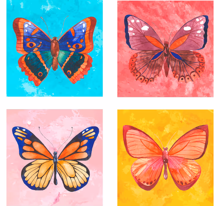 Untersetzer freak bunte schmetterlingsillustration - TenStickers